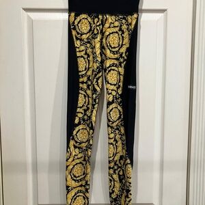 Versace Black and Gold Baroque Leggings
